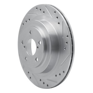 Subaru Impreza Brake Rotor (1) - Rear Right - R1 Concepts - Drilled & Slotted - Silver - `05-`09